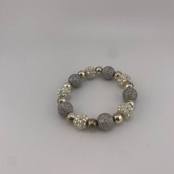 Shimmering Silver & Iridescent Beaded Bracelet - Picture 3 of 8